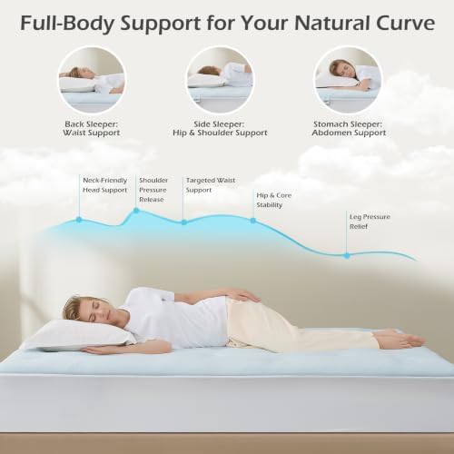 Hansleep Queen Mattress Topper Quilted Fitted Mattress Pad—Back Pain