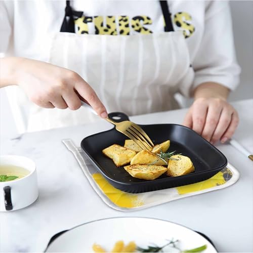 Quilted Cotton Terry Cloth Oven Mitt, Pot Holder Yellow Gray Black