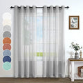 Gray Sheer Curtains 96 Inches Long for Living Room 2 Panels Grommet