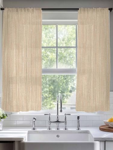 Modern Minimalist Art Sheer Curtains 72 Inch Length 2 Panels,Solid