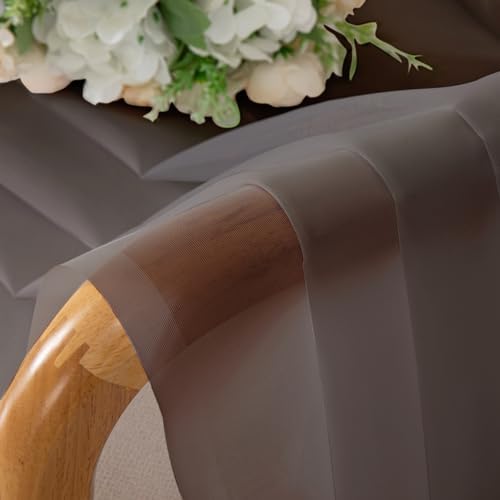 Chyhomenyc Chocolate Brown Sheer Curtains 72 Inch Length 2 Panels