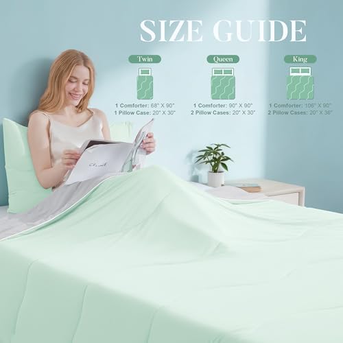 DOWNSTORIA Cooling Comforter Queen Size with Pillow Cases, Lightweight