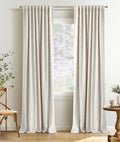 INOVADAY 100% Blackout Linen Curtains for Bedroom 50x63 Inches Cream