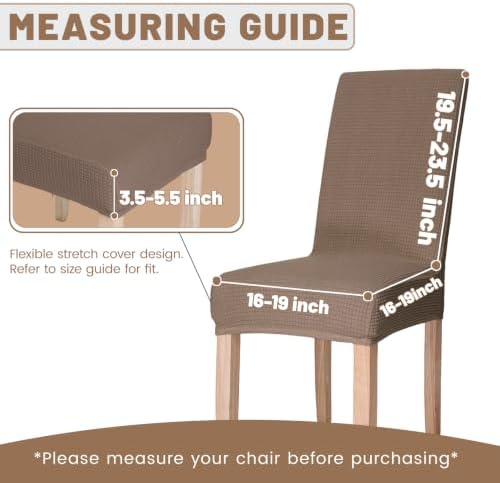 Dining Chair Covers Set of 6, Khaki Chair Slipcovers Washable