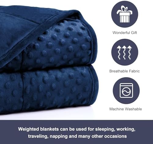 Alomidds Weighted Blanket for Adults 20lbs Twin 48"x72" Minky Navy