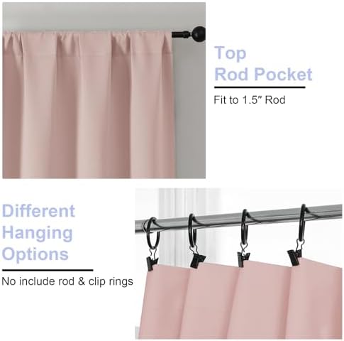 Simplebrand Ava Blush Extra Long Blackout Curtains 108 Inches Long 2