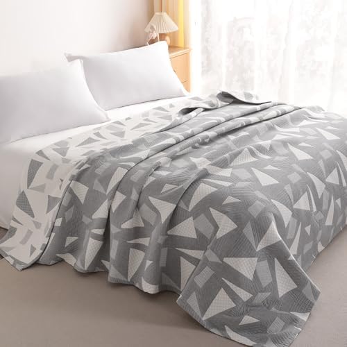 3-Layer Cotton Muslin Queen Blanket (88"x92"), Soft Breathable