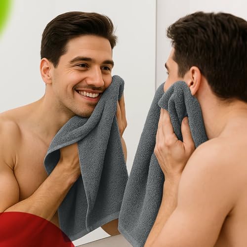 RIVERSIDE 100% Ring Spun Cotton Bath Towels Set of 4 (27x54) & Hand