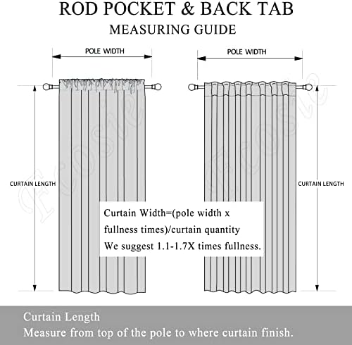 Fcosie Back Tab and Rod Pocket Linen Curtains 63 in Length Room