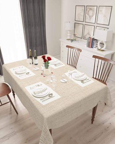 Rectangle Cream Farmhouse Tablecloth Waterproof & Stainproof