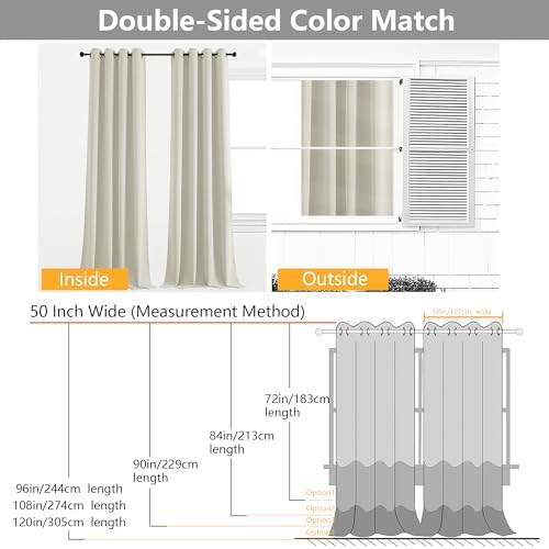 Simplebrand Natural Room Darkening Curtains for Bedroom Living Room