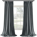 Macochico Pinch Pleated Blackout Curtain Drape with Liner Soft Velvet