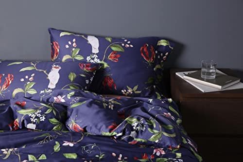 Eikei Exotic Modern Floral Print Bedding Birds Flowers Dusty Grey