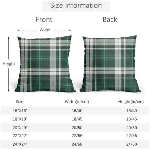 Christmas Throw Pillow Covers 22x22 Set of 2 Winter Green Buffalo