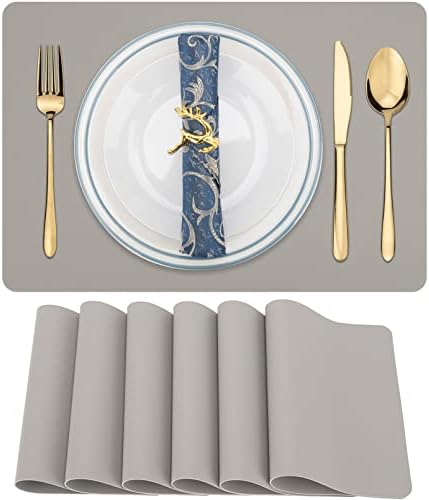 Placemats Set of 6, Faux Leather Place Mats Heat Stain Scratch