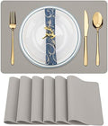 Placemats Set of 6, Faux Leather Place Mats Heat Stain Scratch