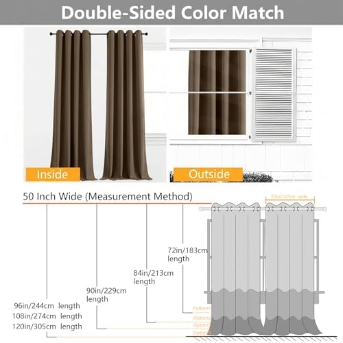 Simplebrand Brown Curtains for Bedroom Living Room 72 Inches Long 2