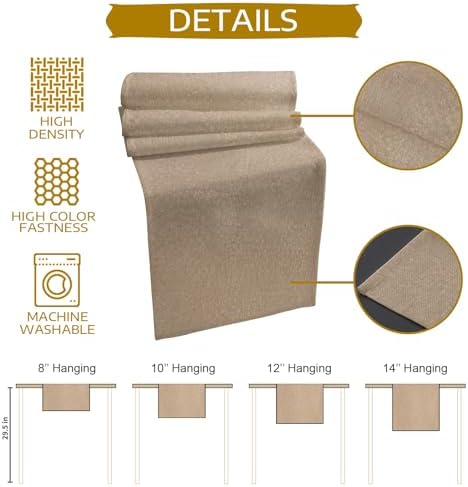 Beige Table Runners 108 Inches Long, Cotton Linen Fabric Table Runner