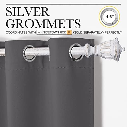 NICETOWN Grey Blackout Long Curtain 96 inch Length, W55 x L96, 1