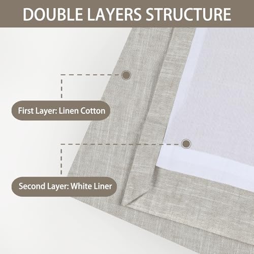ChadMade 72 x 96 Inch Cotton Linen Drape Light Filtering Back Tab 1