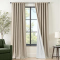jinchan Linen Textured Blackout Curtains Back Tab 52 x 108 Inch 2