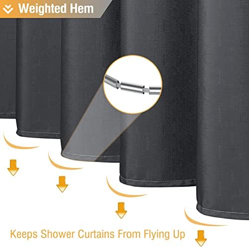 BTTN Grey Ombre Linen Textured Fabric Shower Curtain Set, 72x72, Gray