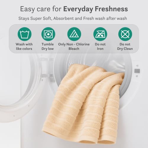 TRIDENT Beige Bath Towels Set of 4, 100% Cotton Quick Dry Bath Towel
