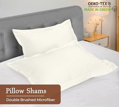 Royale Linens Microfiber Euro Size Pillow Shams Set of 2 - Ivory Shams