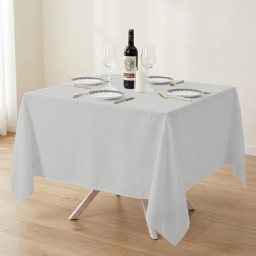 Square Tablecloth Covers, 70" × 70" Inch, Silver Gray