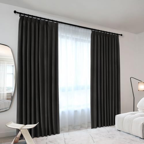 Macochico Pinch Pleated Curtains 84" Wx84 L 100% Blackout Window