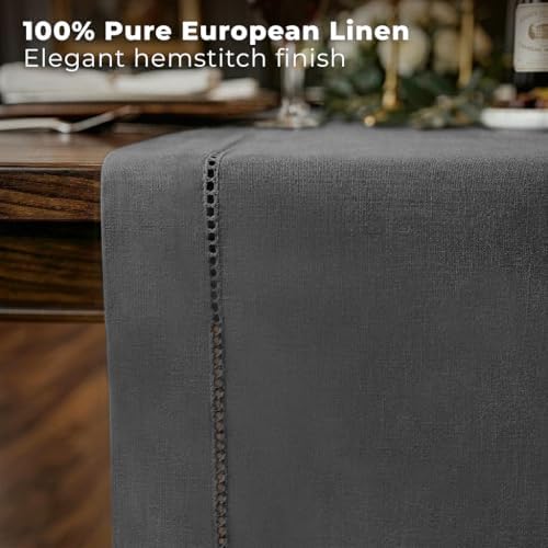 Signature LinenTM by D'Moksha, Linen Charcoal Gray Table Runner 14x72