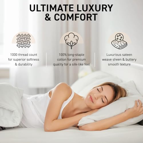 100% Egyptian Cotton Split King Sheet Set - 1000 Thread Count 7PC