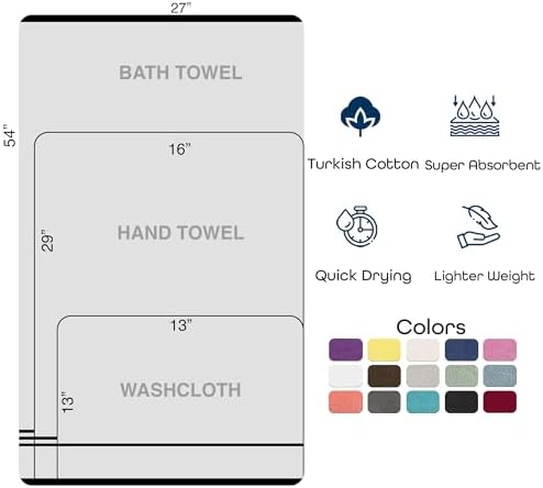 Hawmam Linen Towel Set, Turkish Cotton, 6 Pack, Cool Grey