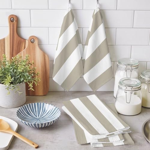 Kitchen Towels Set 3 Pack Classical Stripe Absorbent Dish Towels for