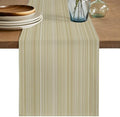 Rustic Beige Striped Table Runner 108 Inches Long for Kitchen Dining