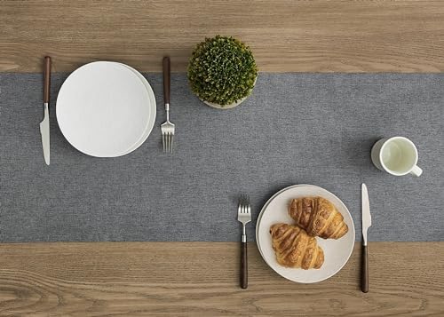 ZeeMart Basic Linen Style Table Runner, 14x72 Inch Charcoal