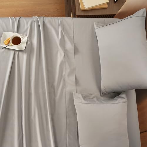IZOD Full Sheet Set, 100% Cotton Sateen Silky, Taupe, Deep Pocket