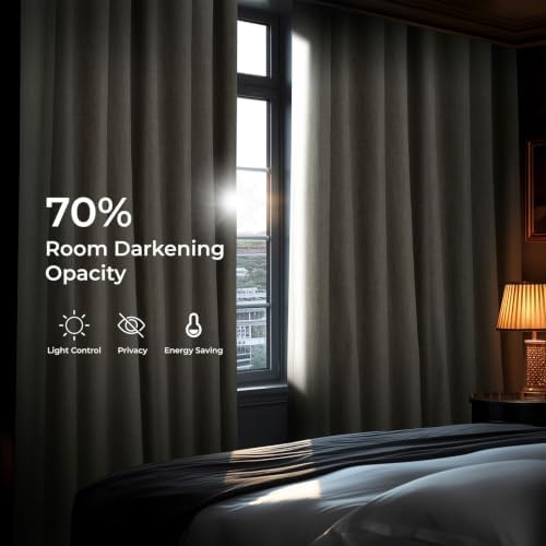 Faux Linen Curtains for Living Room (1 Panel) - 50W X 84L, Oatmeal