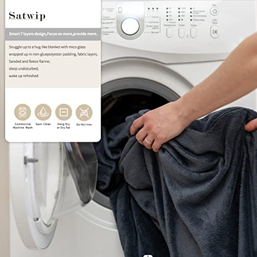 Satwip Weighted Blanket Grey 12 Pounds Fuzzy Warm Flannel Weighted Bed
