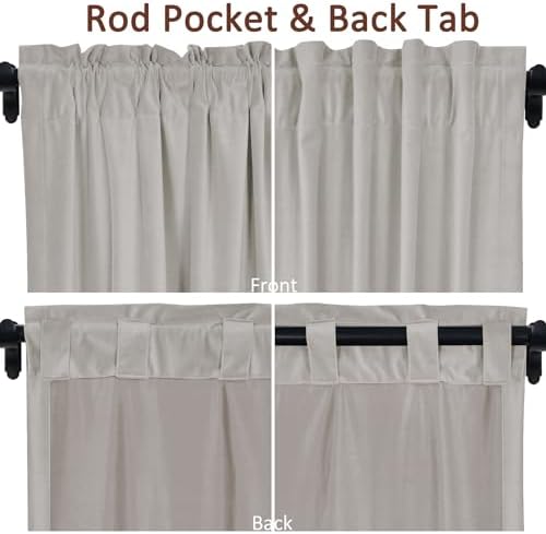 Fcosie Room Darkening Velvet Curtains with Rod Pocket and Back Tab
