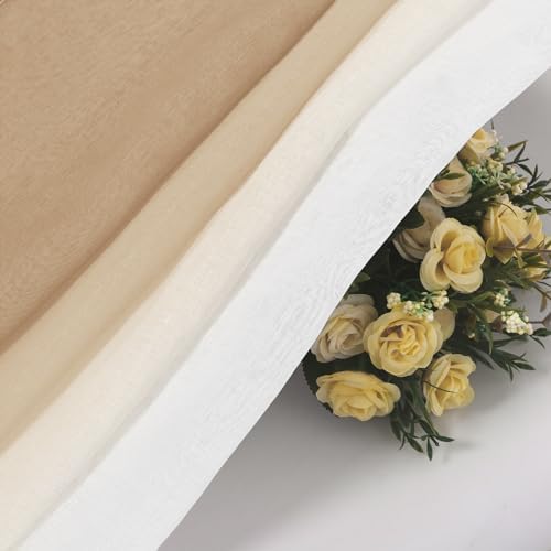 DWCN Taupe Ombre Sheer Curtains - 84 inches Long Faux Linen Gradient