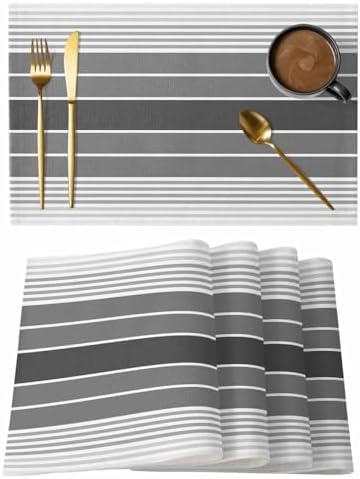Cotton Linen Placemats for Dining Table Set of 8 Farmhouse Grey