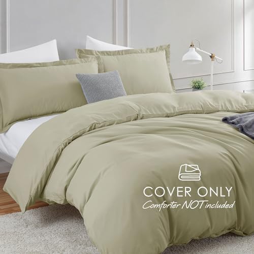 Hearth & Harbor Light Sage Duvet Cover King Size, 3 Piece Bedding Set