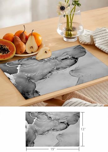 Abstract Placemats Set of 8 Fluid Art Gray Ripples Place Mat for