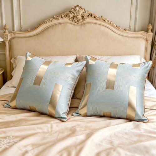 Luxury Geometric Stripe Jacquard Throw Pillow Cover, Polyester