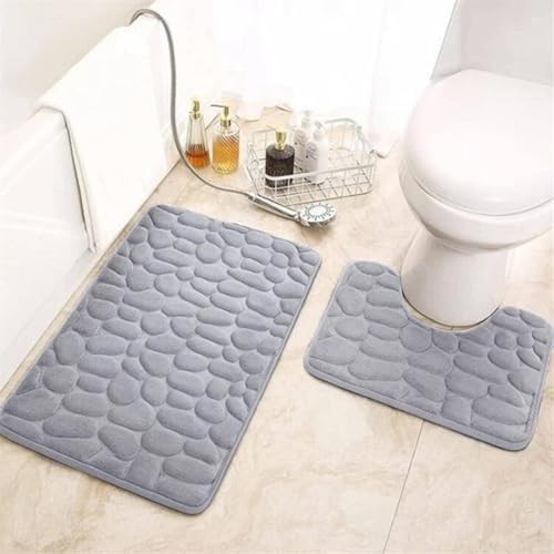 Memory Foam Bath Mat Set 3 Pieces Non Slip Absorbent Bathroom Rugs