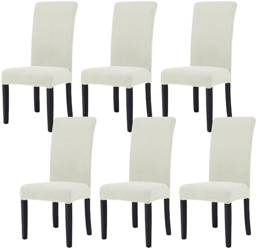 Chair Covers for Dining Room Set of 6, Stretch,Natural Colors