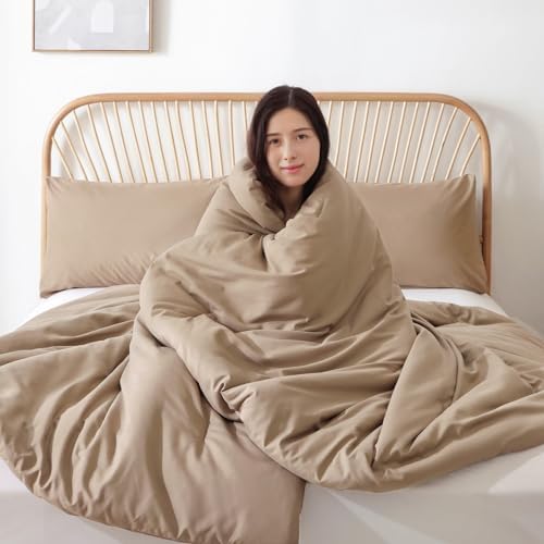 ROSGONIA King Size Comforter Set Taupe Brown, 3pcs