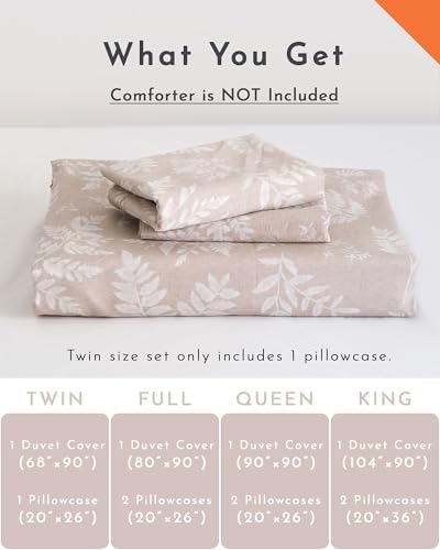 ALEISSEL 100% Natural Cotton 3pcs Queen Duvet Cover Sets - Blush Beige