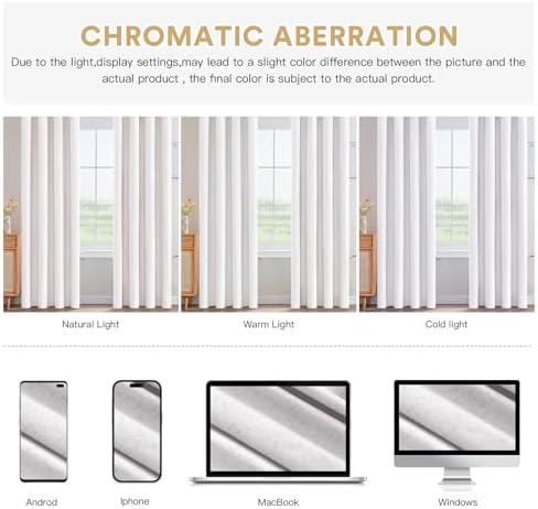 Princedeco Blackout Curtains Linen Blended 108 Inch Long Room